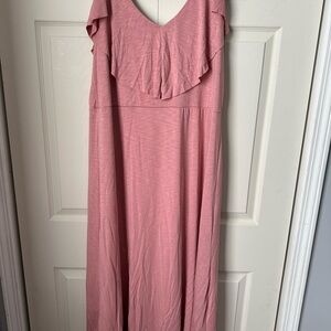Soft Surroundings Pink Flutter Sleeve Maxi Dress petite XL PXL XLP